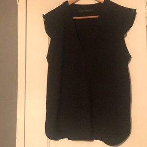 V neck flouncy sleeves blouse